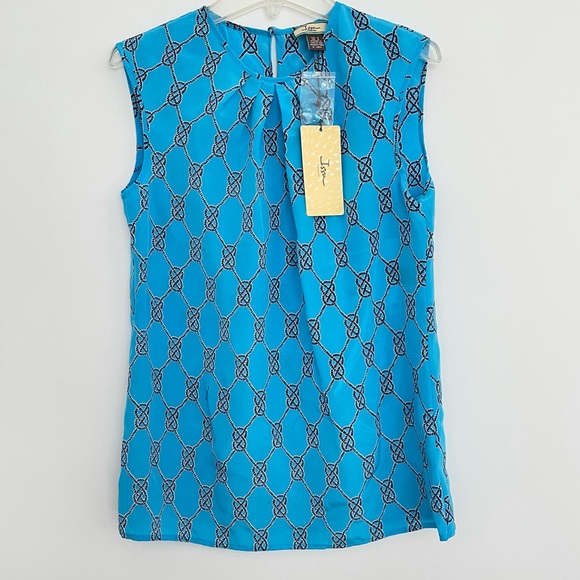 NWT ISSA London Print Silk Blue Sleeveless Blouse Top Size 2 - Picture 3 of 10
